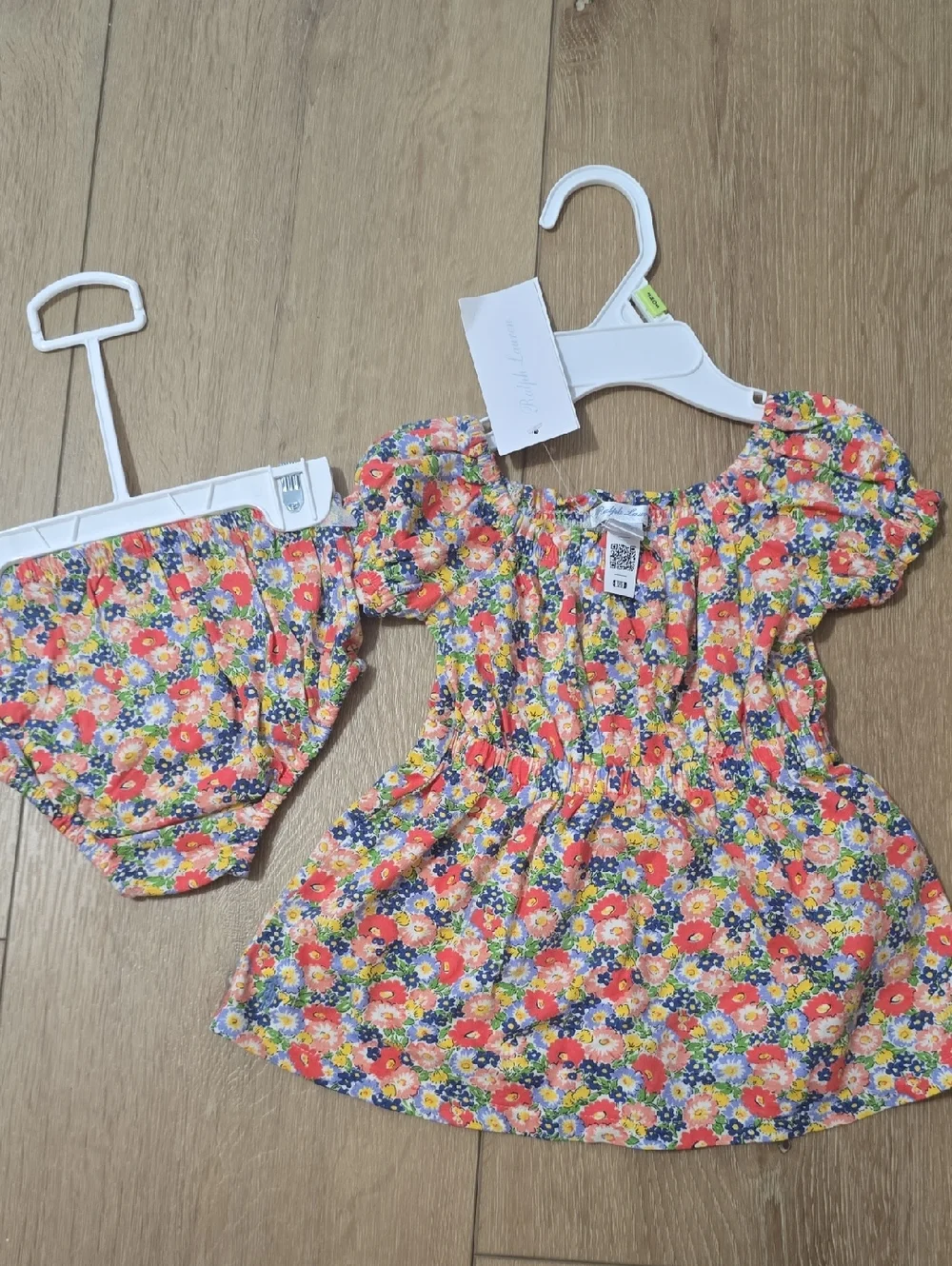 Ralph Lauren Baby Floral Cotton Jersey Dress & Bloomer Nuntucket Multicolor